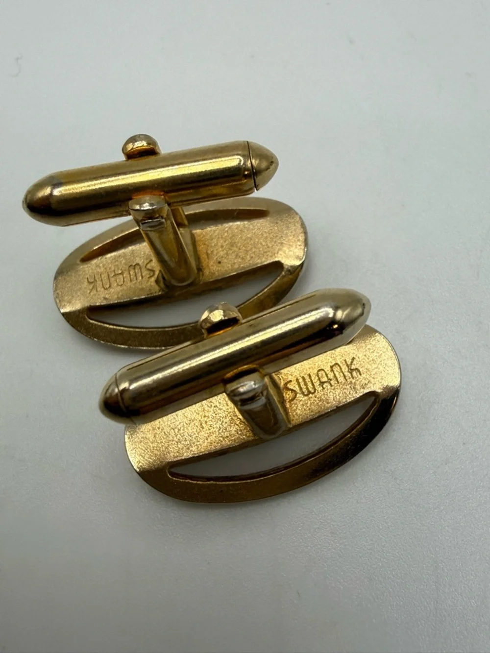 Vintage Swank Cufflinks Gold Silver Tone Oval Textured Mid Century Men’s Formal